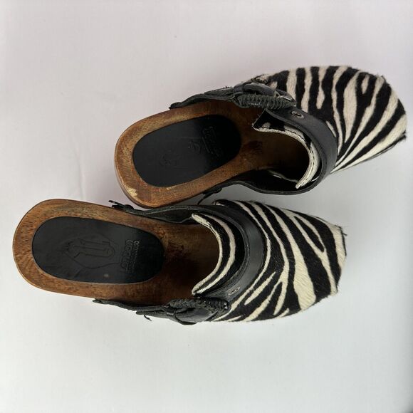 London Underground Clogs Calf Hair Zebra Print Slip On Mules EU 35 US 4-4.5 - Picture 6 of 10